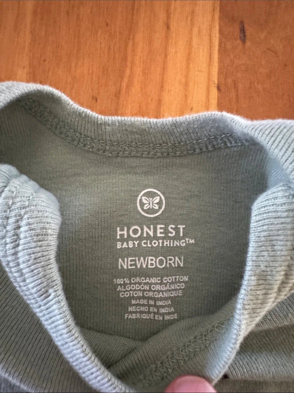 Honest Baby Newborn Onesie in Sage Green organic cottton